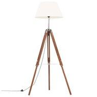Vloerlamp driepoot 141 cm massief teakhout honingbruin en wit - thumbnail