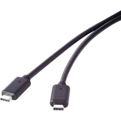 Renkforce RF-4381071 USB-kabel USB 3.2 Gen2x2 USB-C stekker, USB-C stekker 1.00 m Zwart Vergulde steekcontacten