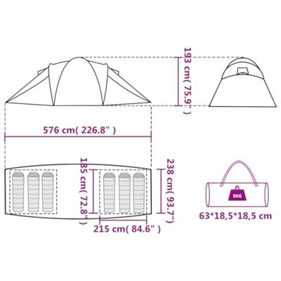 Tent 6-persoons 576x238x193 cm 185T taft groen Tent 6-persoons 576x238x193 cm 185T taft groen