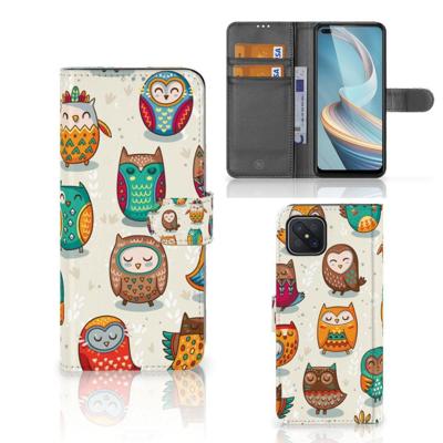 OPPO Reno4 Z | Telefoonhoesje | Met pasjeshouder | Vrolijke Uilen