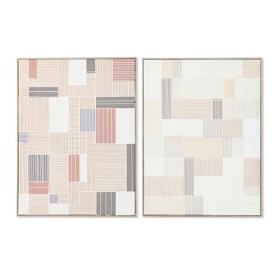 Schilderij Home ESPRIT Bruin Beige Geruit Stads 60 x 3 x 80 cm (2 Stuks)