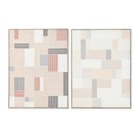 Schilderij Home ESPRIT Bruin Beige Geruit Stads 60 x 3 x 80 cm (2 Stuks) - thumbnail