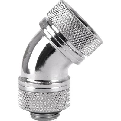 Thermaltake Pacific G1/4 PETG Tube 45-Degree Compression 16mm OD - Chrome Waterkoelinghoekverbinder Thermaltake Pacific G1/4 PETG Tube 45-Degree Compression 16mm OD - Chrome Waterkoelinghoekverbinder