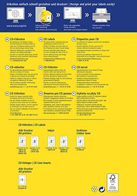 Avery-Zweckform L7676-25 CD-etiketten Ø 117 mm Papier Wit 50 stuk(s) Permanent hechtend Inkjet, Laser (zwart/wit), Laser (kleur), Kopiëren (zwart/wit),