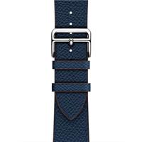 Lederen bandje - Donkerblauw - Geschikt voor Apple Watch 44mm / 45mm / 46mm / 49mm - thumbnail
