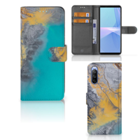 Sony Xperia 10 III | Bookcase | Marble Blue Gold - thumbnail