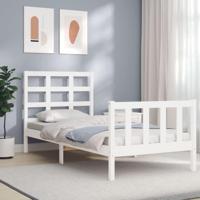 Bedframe zonder matras massief grenenhout wit 90x190 cm - thumbnail