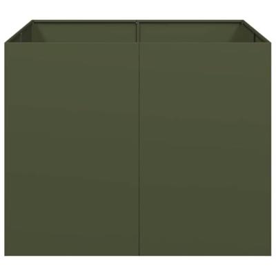 Plantenbak 100x100x80 cm staal olijfgroen
