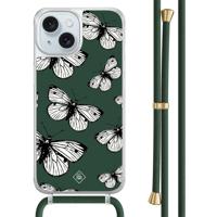 iPhone 15 hoesje met groen koord - Vlinders - thumbnail