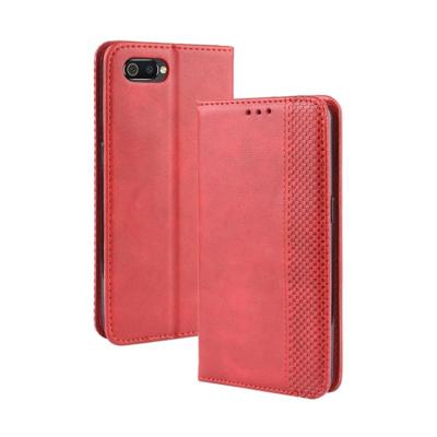 Magnetische Buckle retro Crazy Horse textuur horizontale Flip lederen case voor OPPO Realme C2/A1K met houder & kaartsleuven & fotolijstjes (rood)