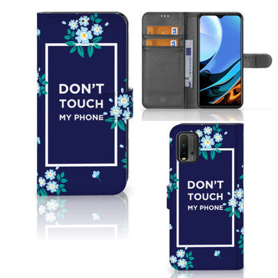 Xiaomi Redmi 9T | Poco M3 Portemonnee Hoesje Flowers Blue DTMP Xiaomi Redmi 9T | Poco M3 Portemonnee Hoesje Flowers Blue DTMP