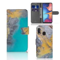 Samsung Galaxy A20e Bookcase Marble Blue Gold - thumbnail