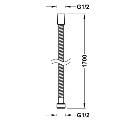 Doucheslang Tres | 170 cm | Messing | Geribbeld | Messing