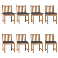 Tuinstoelen 8 st met kussens massief teakhout - thumbnail
