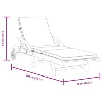 Ligbedden 2 st met kussens 200x68x83 cm massief acaciahout - thumbnail