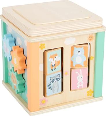 Small Foot houten activiteitenkubus en motoriekspiraal pastel - thumbnail