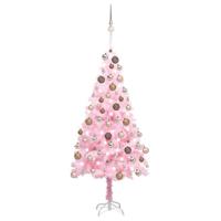 VidaXL Kunstkerstboom met verlichting en kerstballen 180 cm pvc roze - thumbnail