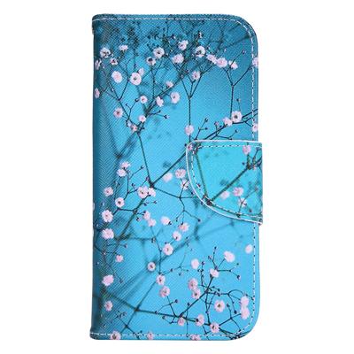 Shop4 - iPhone SE (2020) Hoesje - Wallet Case Bloesem Blauw Shop4 - iPhone SE (2020) Hoesje - Wallet Case Bloesem Blauw