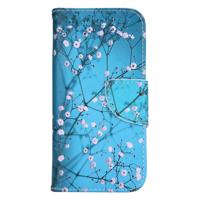 Shop4 - iPhone SE (2020) Hoesje - Wallet Case Bloesem Blauw - thumbnail