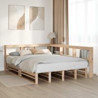 Bed met boekenkast zonder matras massief grenenhout 200x200 cm - thumbnail