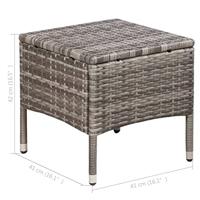 VidaXL Tuinstoel en kruk met kussens poly rattan grijs - thumbnail