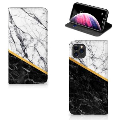 Apple iPhone 11 Pro Max | Standcase | Marmer Wit Zwart - Origineel Cadeau Man