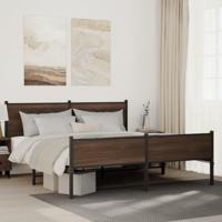 Bedframe zonder matras metaal bruin eikenkleurig 160x200 cm - thumbnail