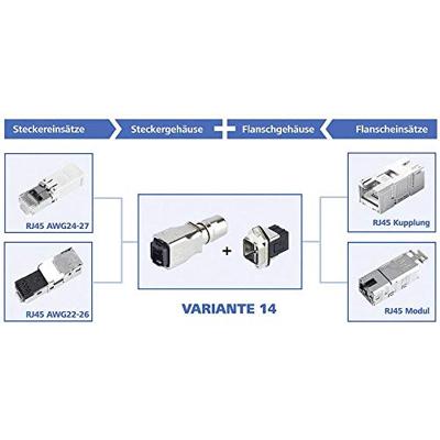 Telegärtner 100007422 RJ45-flensset variant 14 Koppeling, inbouw Aantal polen: 8P8C Metaal 1 stuk(s)