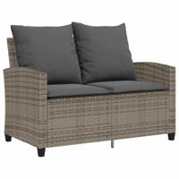 6-delige Loungeset met kussens poly rattan grijs - thumbnail
