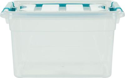 Whitefurze Carry Box opbergdoos 13 liter, transparant met blauwe handvaten