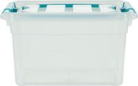 Whitefurze Carry Box opbergdoos 13 liter, transparant met blauwe handvaten - thumbnail
