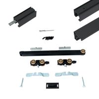 Xperta set 2m rail - Zwart - vloerplint - Enkele deur - Dubbel soft - opbouw - thumbnail