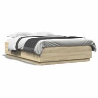 Bedframe bewerkt hout sonoma eikenkleurig 140x200 cm - thumbnail