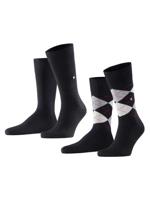 Burlington 2-paar mix Everyday heren sokken - Argyle - Biologisch katoenen sokken met ruit print - 46 - Zwart - 46 - 46 - 46 - 46 - 46 - 46 - thumbnail