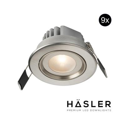 Inbouwspot Häsler Tarragona Incl. Fase Aansnijding Dimbaar 8 cm 4 Watt Warm Wit RVS Set 9x