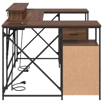 Bureau bruin eikenkleur 182 x 101 x 87.5 cm Bewerkt hout