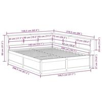 Bed met boekenkast zonder matras grenenhout wasbruin 140x200 cm - thumbnail