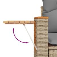 10-delige Loungeset met kussens poly rattan acacia beige - thumbnail