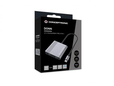 Conceptronic DONN13G notebook dock & poortreplicator Bedraad USB 3.2 Gen 1 (3.1 Gen 1) Type-C Grijs