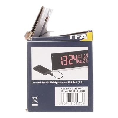 TFA Dostmann 60.2548.01 Wekker Zendergestuurd Zwart Alarmtijden 1 USB-aansluiting
