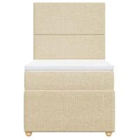 Boxspring met matras stof crèmekleurig 90x200 cm - thumbnail