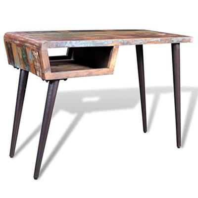 Bureau van gerecycled hout met ijzeren poten - thumbnail