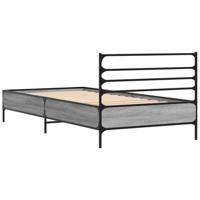 Bedframe bewerkt hout metaal grijs sonoma eiken 200x200 cm - thumbnail
