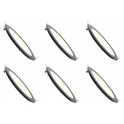 LED Downlight Slim 6 Pack - Inbouw - 3W - Dimbaar - Natuurlijk Wit 4200K - Rond - Mat Zwart - Aluminium - Ø83mm