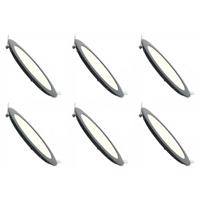 LED Downlight Slim 6 Pack - Inbouw - 3W - Dimbaar - Natuurlijk Wit 4200K - Rond - Mat Zwart - Aluminium - Ø83mm - thumbnail
