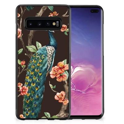 Samsung Galaxy S10+ Back Cover Pauw met Bloemen Samsung Galaxy S10+ Back Cover Pauw met Bloemen