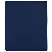 VidaXL Hoeslakens 2 st jersey 180x200 cm katoen marineblauw - thumbnail