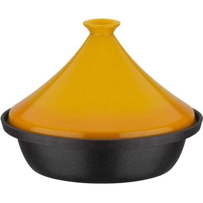 Tajine - GSW - 717434 - Ø30 cm - Massief gietijzer - Geschikt voor inductie - Keramisch deksel - Zwart/Geel