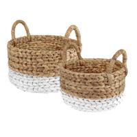 Ronde Mand van Waterhyacint Wit gedipt - set van 2 - thumbnail