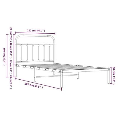 Bedframe met hoofdbord metaal wit 107x203 cm Bedframe met hoofdbord metaal wit 107x203 cm